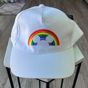 Disney Pride Collection Rainbow White Baseball Hat With Mickey Ears NWT Unisex